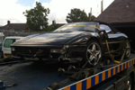 Black Ferrari Damaged Recovery. Accident job for a private customer this was taken from Pudsey to a garage in Bradford